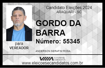 Candidato GORDO DA BARRA 2024 - ARAQUARI - Eleições