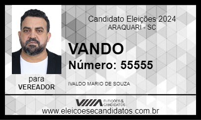 Candidato VANDO 2024 - ARAQUARI - Eleições