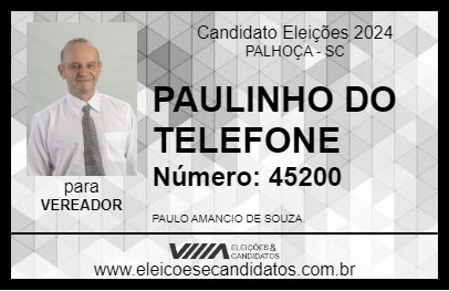 Candidato PAULINHO DO TELEFONE 2024 - PALHOÇA - Eleições