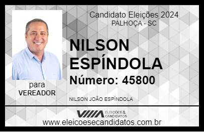 Candidato NILSON ESPÍNDOLA 2024 - PALHOÇA - Eleições