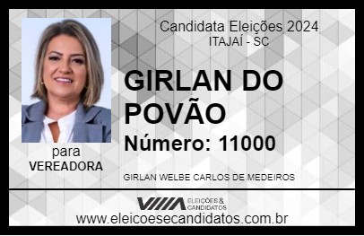 Candidato GIRLAN DO POVÃO 2024 - ITAJAÍ - Eleições