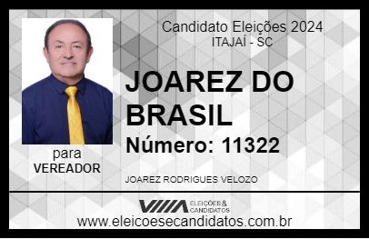 Candidato JOAREZ DO  BRASIL 2024 - ITAJAÍ - Eleições