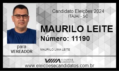 Candidato MAURILO LEITE 2024 - ITAJAÍ - Eleições