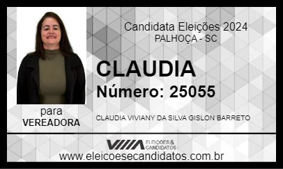 Candidato CLAUDIA 2024 - PALHOÇA - Eleições