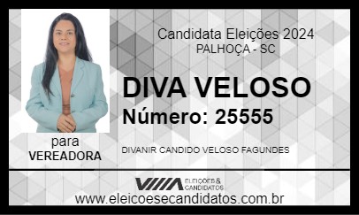 Candidato DIVA VELOSO 2024 - PALHOÇA - Eleições