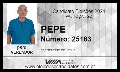 Candidato PERGENTINO DE JESUS 2024 - PALHOÇA - Eleições