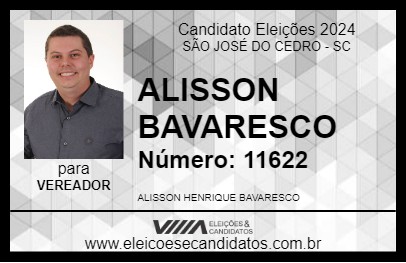 Candidato ALISSON BAVARESCO 2024 - SÃO JOSÉ DO CEDRO - Eleições