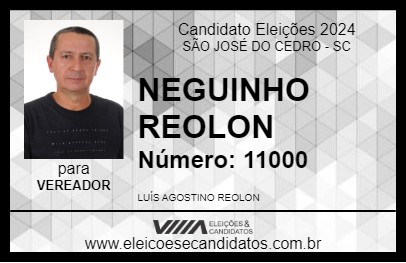 Candidato NEGUINHO REOLON 2024 - SÃO JOSÉ DO CEDRO - Eleições