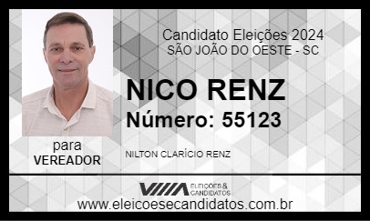 Candidato NICO RENZ 2024 - SÃO JOÃO DO OESTE - Eleições