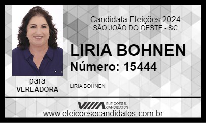 Candidato LIRIA BOHNEN 2024 - SÃO JOÃO DO OESTE - Eleições