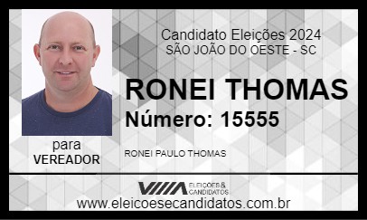 Candidato RONEI THOMAS 2024 - SÃO JOÃO DO OESTE - Eleições