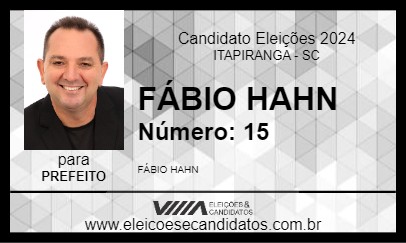 Candidato FÁBIO HAHN 2024 - ITAPIRANGA - Eleições