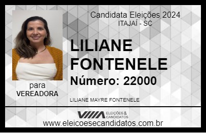 Candidato LILIANE FONTENELE 2024 - ITAJAÍ - Eleições