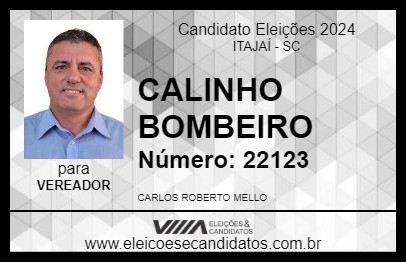 Candidato CALINHO BOMBEIRO 2024 - ITAJAÍ - Eleições