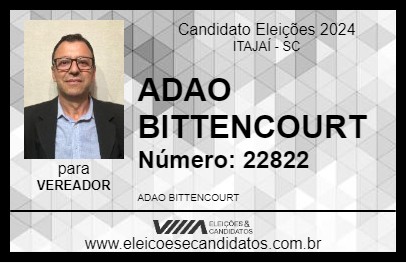 Candidato ADAO BITTENCOURT 2024 - ITAJAÍ - Eleições