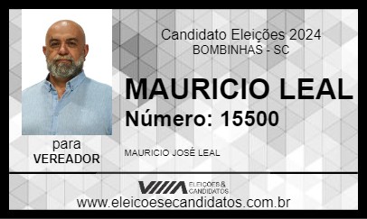 Candidato MAURICIO LEAL 2024 - BOMBINHAS - Eleições