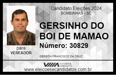 Candidato GERSINHO DO BOI DE MAMAO 2024 - BOMBINHAS - Eleições