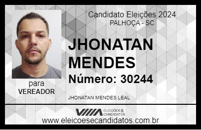 Candidato JHONATAN MENDES 2024 - PALHOÇA - Eleições