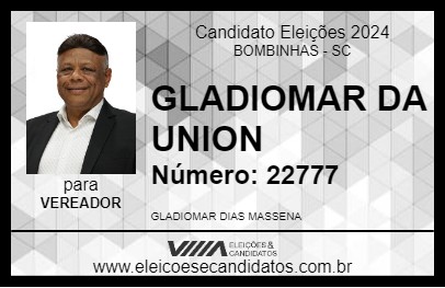 Candidato GLADIOMAR DA UNION 2024 - BOMBINHAS - Eleições