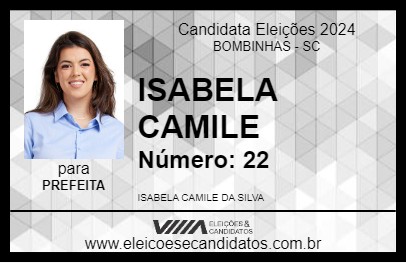 Candidato ISABELA CAMILE 2024 - BOMBINHAS - Eleições