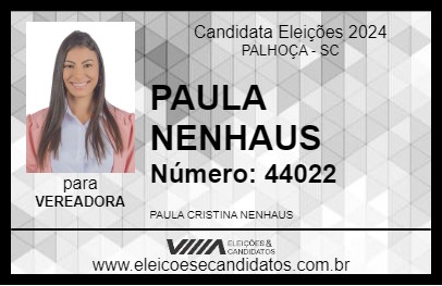 Candidato PAULA NENHAUS 2024 - PALHOÇA - Eleições