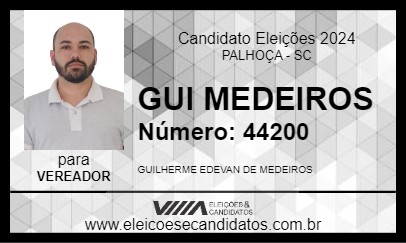 Candidato GUI MEDEIROS 2024 - PALHOÇA - Eleições