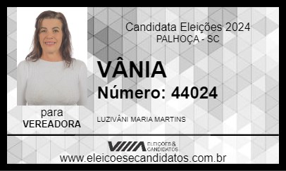 Candidato VÂNIA 2024 - PALHOÇA - Eleições