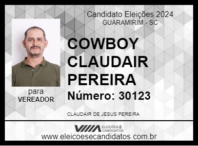 Candidato COWBOY CLAUDAIR PEREIRA 2024 - GUARAMIRIM - Eleições