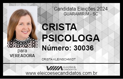 Candidato CRISTA PSICOLOGA 2024 - GUARAMIRIM - Eleições