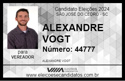 Candidato ALEXANDRE VOGT 2024 - SÃO JOSÉ DO CEDRO - Eleições