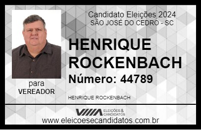 Candidato HENRIQUE ROCKENBACH 2024 - SÃO JOSÉ DO CEDRO - Eleições