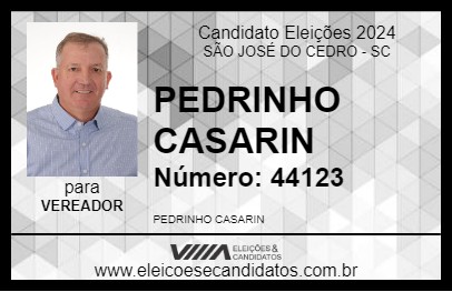 Candidato PEDRINHO CASARIN 2024 - SÃO JOSÉ DO CEDRO - Eleições