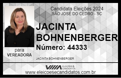 Candidato JACINTA BOHNENBERGER 2024 - SÃO JOSÉ DO CEDRO - Eleições