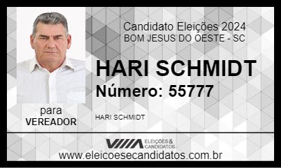 Candidato HARI SCHMIDT 2024 - BOM JESUS DO OESTE - Eleições