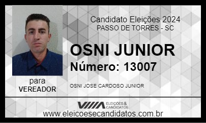 Candidato OSNI JUNIOR 2024 - PASSO DE TORRES - Eleições