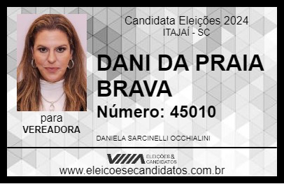 Candidato DANI DA PRAIA BRAVA 2024 - ITAJAÍ - Eleições