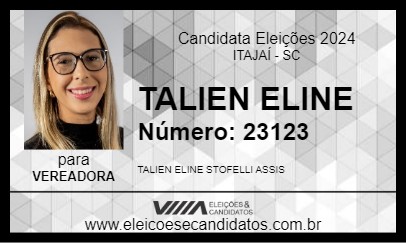 Candidato TALIEN ELINE 2024 - ITAJAÍ - Eleições