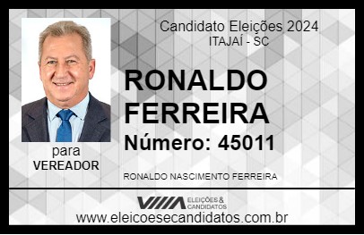 Candidato RONALDO FERREIRA 2024 - ITAJAÍ - Eleições