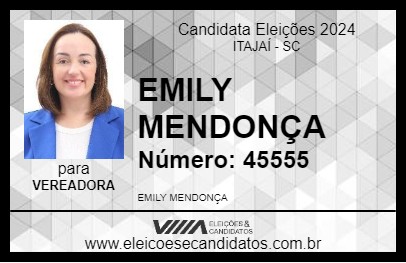 Candidato EMILY MENDONÇA 2024 - ITAJAÍ - Eleições