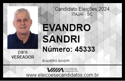 Candidato EVANDRO SANDRI 2024 - ITAJAÍ - Eleições