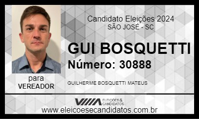 Candidato GUI BOSQUETTI 2024 - SÃO JOSÉ - Eleições