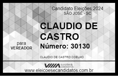 Candidato CLAUDIO DE CASTRO 2024 - SÃO JOSÉ - Eleições