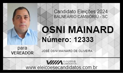 Candidato OSNI MAINARD 2024 - BALNEÁRIO CAMBORIÚ - Eleições