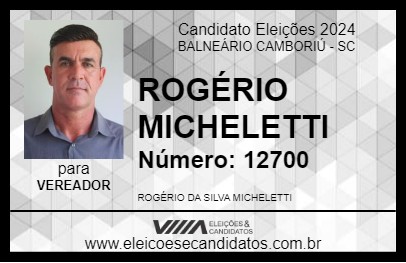 Candidato ROGÉRIO MICHELETTI 2024 - BALNEÁRIO CAMBORIÚ - Eleições