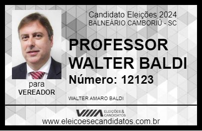 Candidato PROFESSOR WALTER BALDI 2024 - BALNEÁRIO CAMBORIÚ - Eleições