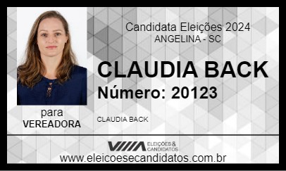 Candidato CLAUDIA BACK 2024 - ANGELINA - Eleições