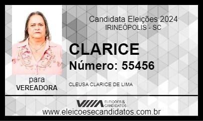 Candidato CLARICE 2024 - IRINEÓPOLIS - Eleições