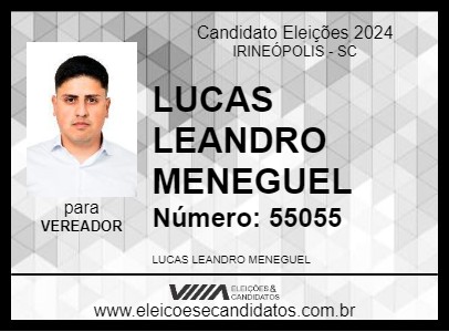 Candidato LUCAS LEANDRO MENEGUEL 2024 - IRINEÓPOLIS - Eleições