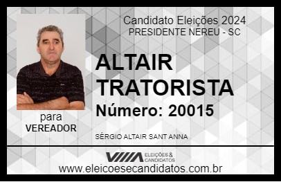 Candidato ALTAIR TRATORISTA 2024 - PRESIDENTE NEREU - Eleições