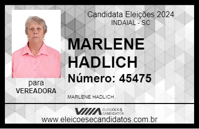 Candidato MARLENE HADLICH 2024 - INDAIAL - Eleições